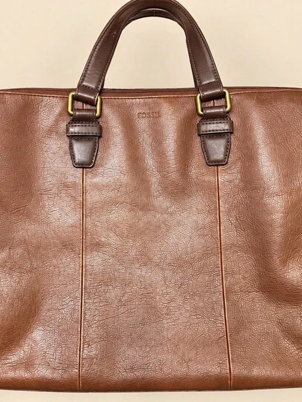 Fossil Brown Leather Laptop Briefcase
